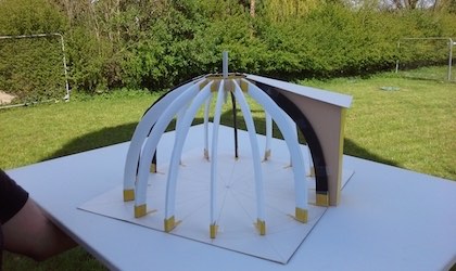 Scale model of glulam dome